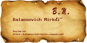 Balassovich Mirkó névjegykártya